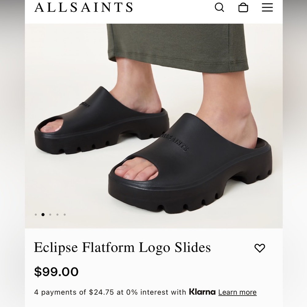 All Saints Eclipse Flatform Slides 9 in women black sandals